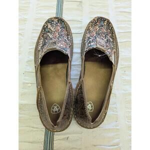 New Ariat Women's Cruisers Shoes Size 8.5 Summer Print Leather Canvas Comfy